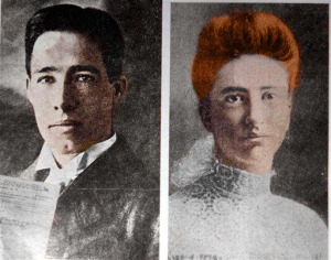My attempt to hand color the portrait of Chester Gillette and Grace Brown.